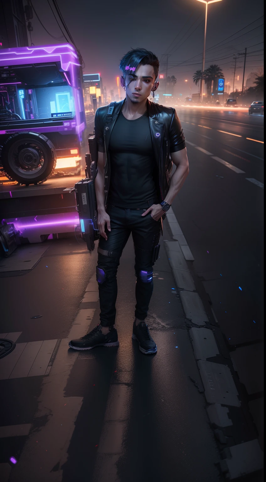 Change background cyberpunk handsome boy. realistic face. 8k ultra realistic