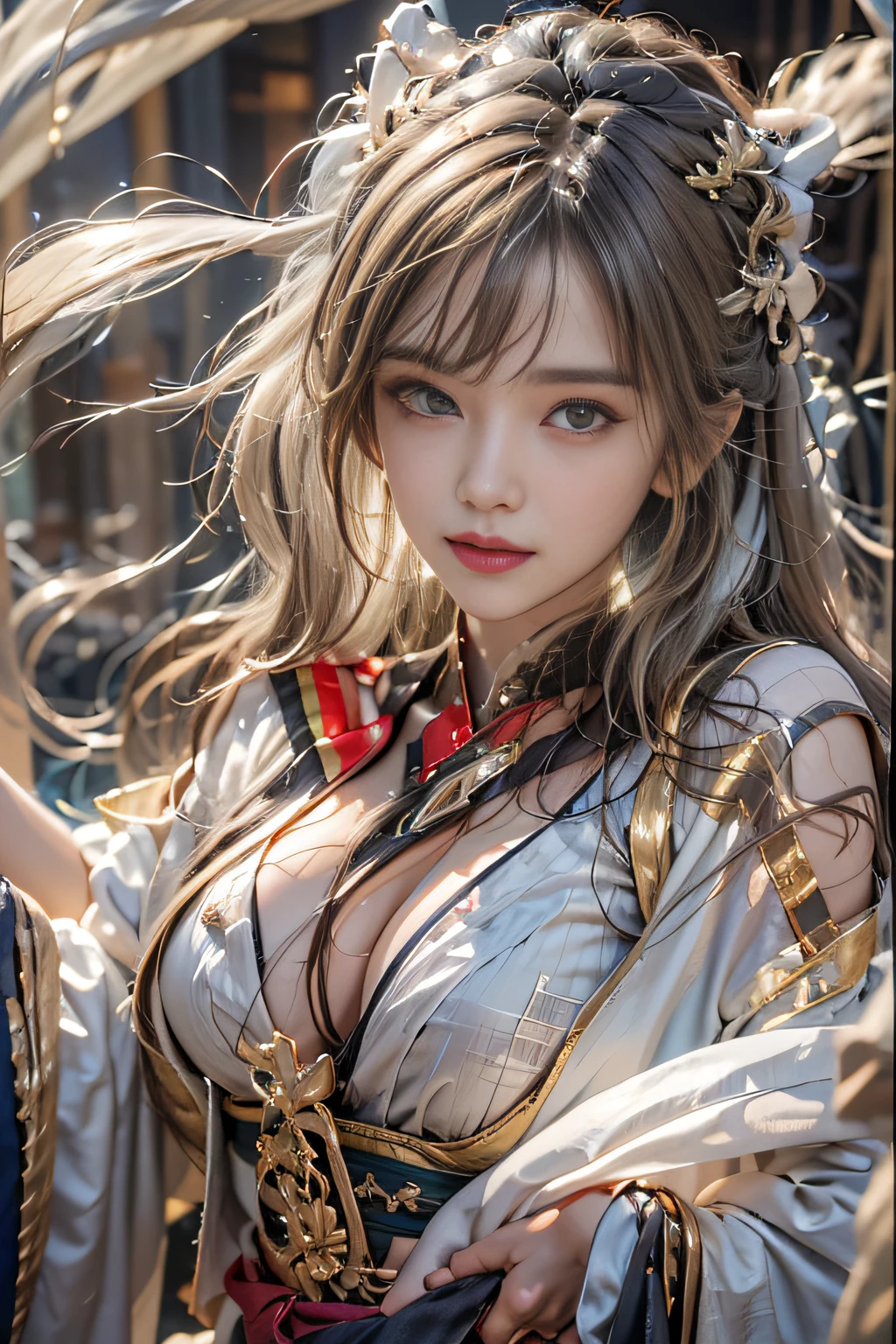 Photorealistic, high resolution, 1 Women, Solo, Hips_Up, Hips up, Beautiful eyes, Long hair, view the viewer, Close lips, Detailed face, Long hair, Nara Ka blade costume, Annika Zai's robe