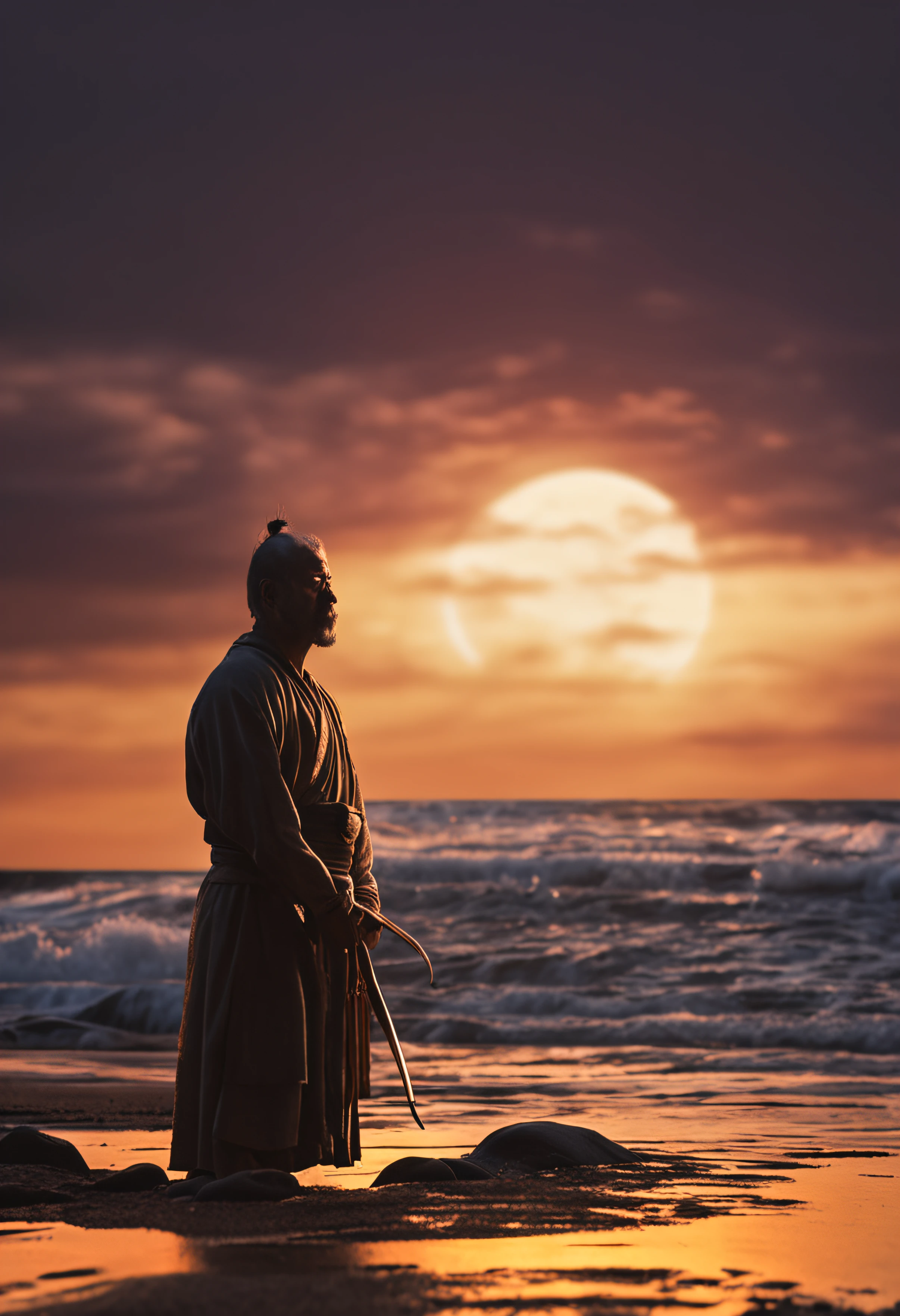 samurai homem meditando em um quarto escuro a luz de velas, as velas iluminando o ambiente (obra-prima) (8k high resolution) (melhor qualidade) (Ultra Definition) (Ultra realista)(Foto RAW) (Foto realista) (bright illumination)