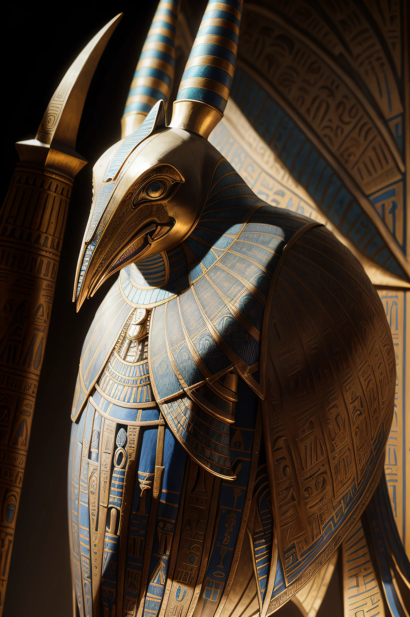 biomachine:1.3, (Egyptian Thoth:1.2), (colorido:1.2), Hans Giger, (zentangle:1.2), granulado, extremamente detalhado, detalhes intrincados, dynamic lighting, fotorrealista, luz natural, baixo h, obra prima, detalhado 8k