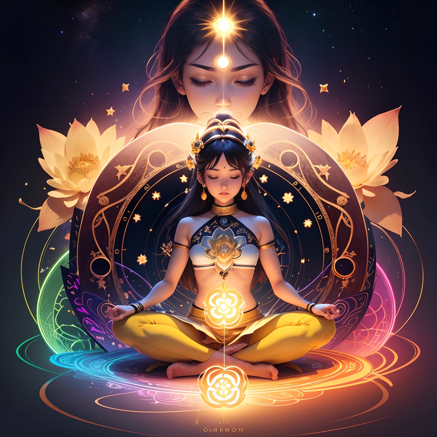 symbols: Include symbols related to the Law of Attraction, like a magnet or a puzzle head coming together, symbolizing the manifestation of dreams and the alignment of energies. Petals of flowers or stars can also be incorporated to represent expansion and growth.
Elementos visuais: Include images related to the journey of self-development and manifestation, Like a winding path leading to a bright horizon or a person meditating in a lotus position. These elements can represent the personal journey and connection to the universe.
Aesthetic Coherence: Maintain a cohesive aesthetic with other graphic elements used in the channel, como um logotipo, video thumbnails and other visual elements. This will create a consistent and recognizable Re visual identity