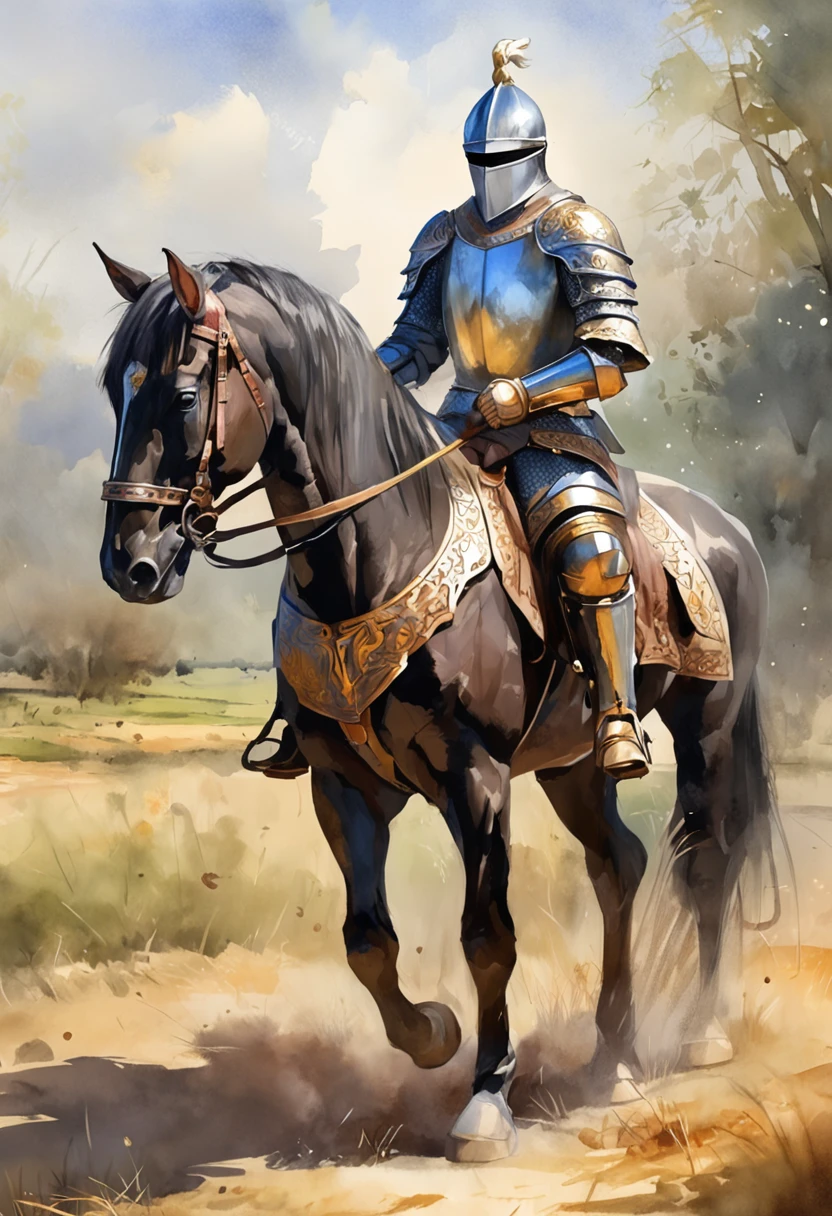 (Solemn royal knight),armor，ride horse，The neatness of the formation is neatly arranged,borgar，The foreground is a tiny flower，Blurred front shadow，depth of fields，tmasterpiece，Light and shadow effects，Movie special effects