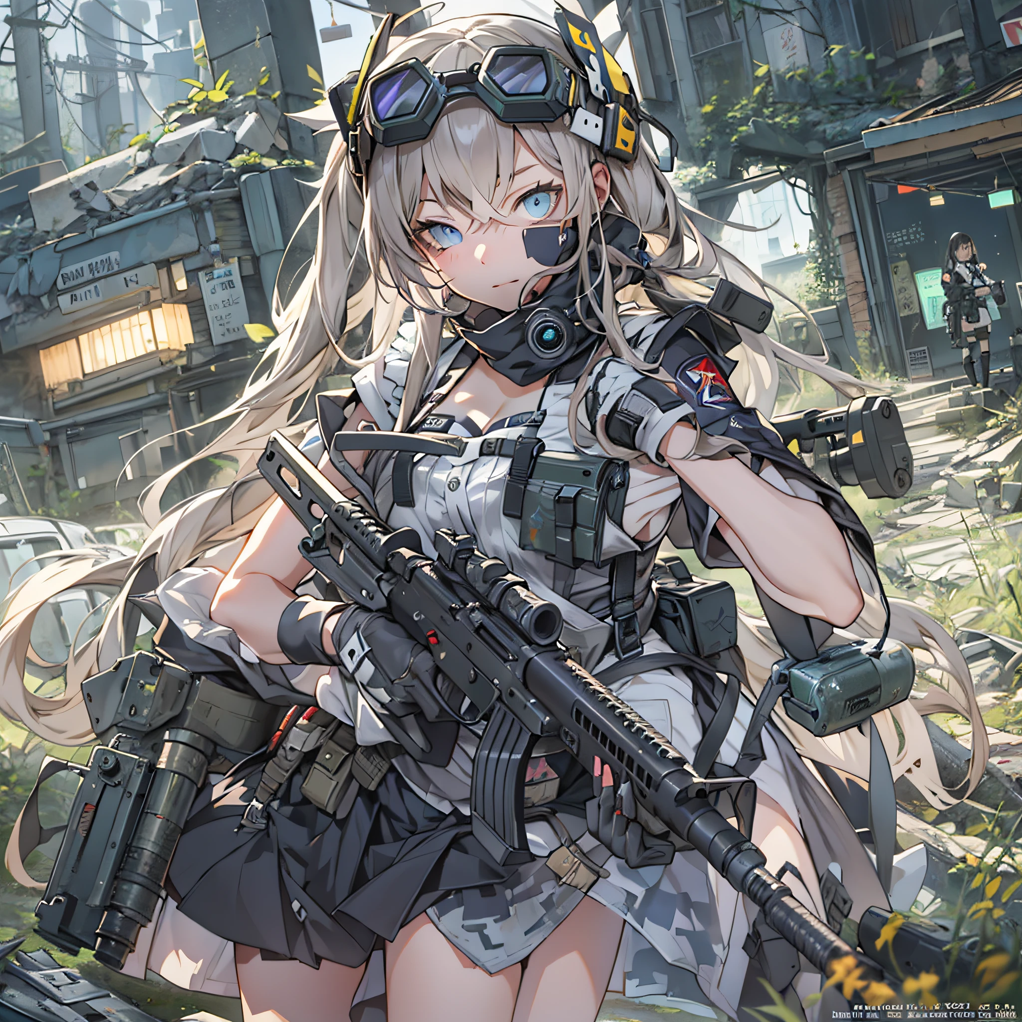 Anime maid girl standing in ruins、Equipped with night vision goggles、Equipped with night vision goggles、Alignment Made、Armed Angel Girl Frontline Style, from girls frontline, Fine details. girls' frontline, girls' frontline, girls frontline cg, infantry girl, Women's Last Tour, soldier girl, M4 Sopmod II Girls Frontline, anime maid ss military, girls frontline universe, Mechanized soldier girl, Majora、lieutenant colonel、Girls Moon、Start of battle!