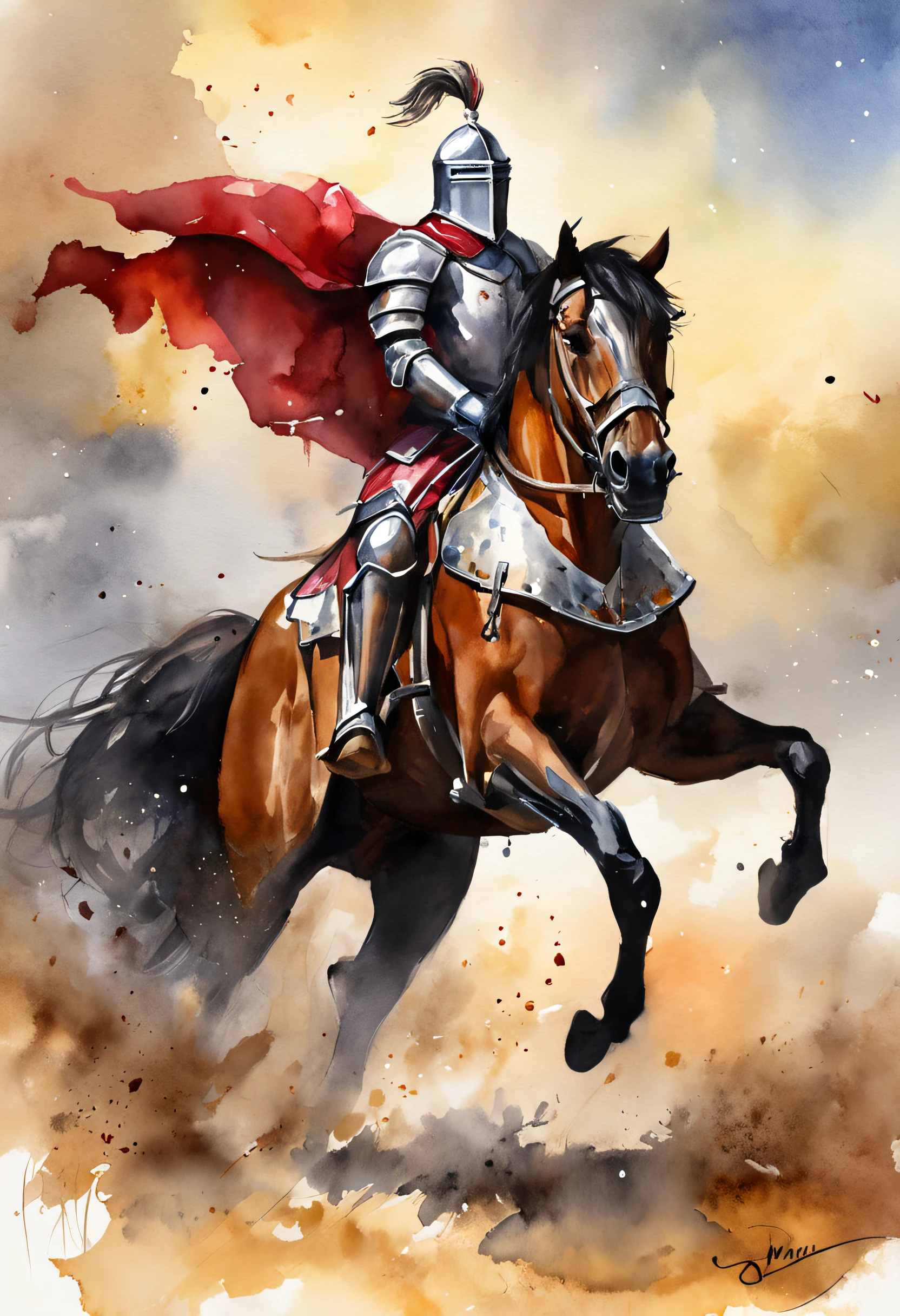 (Solemn royal knight),Armor,ride horse,The formation is neat,borgar,The foreground is a small flower,The front shadow is blurred,depth of fields,tmasterpiece,Light and shadow effects,Movie special effects