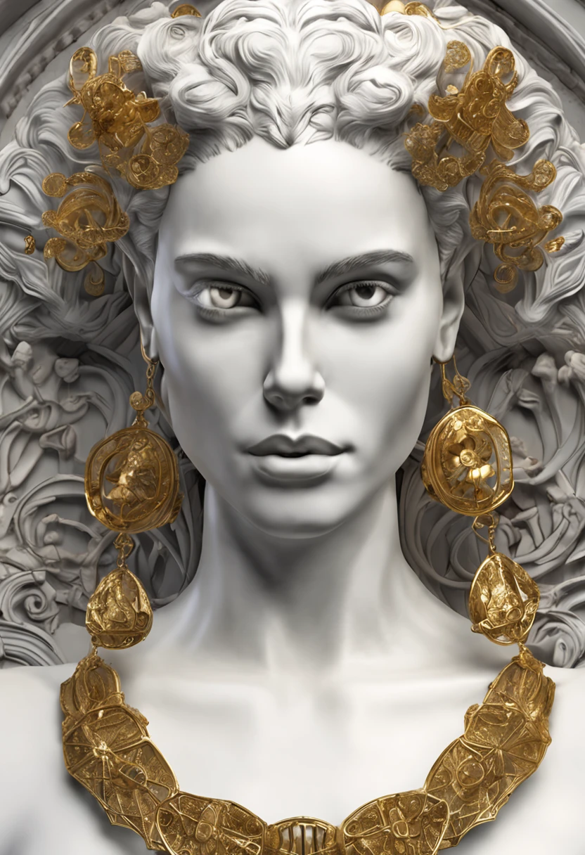 (Retrato de la hermosa diosa Atenea en traje blanco griego antiguo), (Cabello morado corto y rizado: 1.2), ojos verdes, Perfect anatomy, Cara perfecta, gaze at the camera, Pendientes de oro, Collar de oro, hiper detallado, Intrincadamente detallado, Perfect lighting (Antecedentes complejos, Greek mythology), Tema de la antigua Grecia, volumetic, Vibrante, luz del sol, pose sexy, cuerpo completo