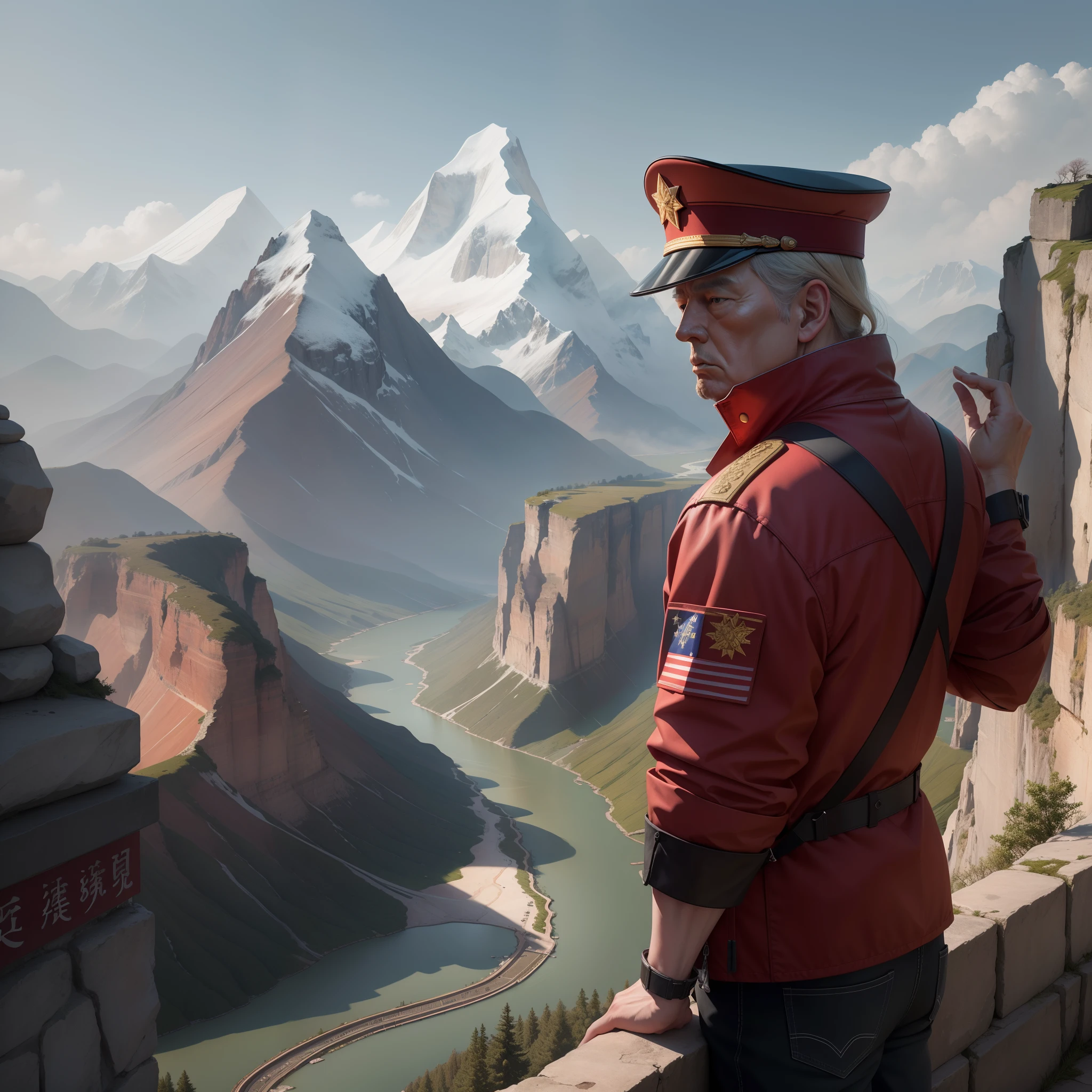 President Trump, the patriotic underground party of the Chinese Communist Party, gazes fondly at China's great rivers and mountains