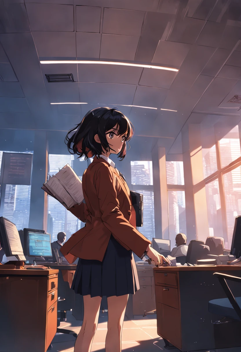 uma aranha metade mulher , in an office, Being a lawyer with a briefcase in her hand