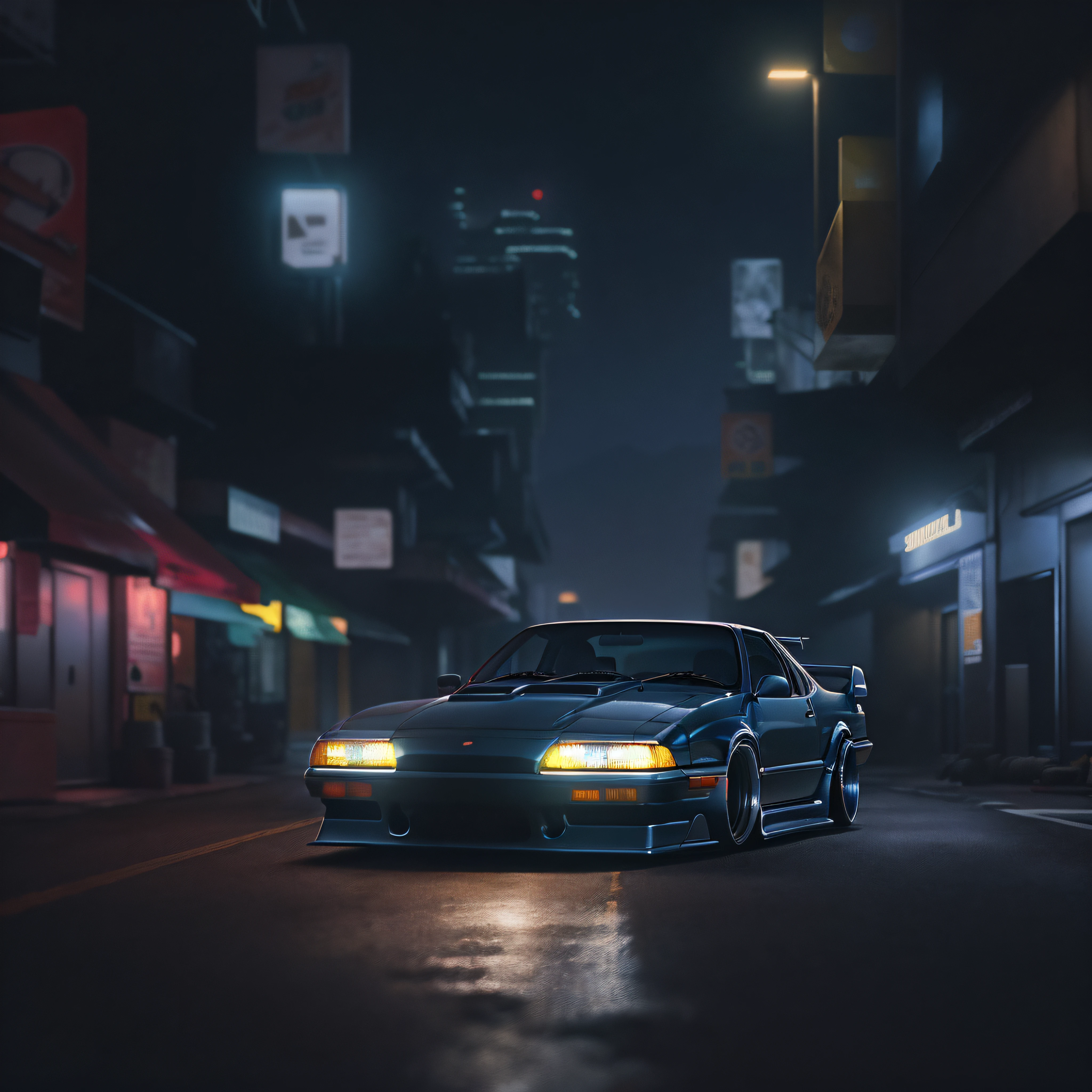 (1990s VHS style:1.2, caught on camera, illegal car meet, somewhere in Asia, mountains, gritty, dark color,LUT filter), major city , night , resto mod , retro futuristic , mildly modern , midnight , cars are 90's inspired , skyline , supra , rx7 , custom , modified . (masterpiece), (best quality:1.0), (ultra highres:1.0), beautiful lighting ,perfect lightning, realistic shadows, [highres] , (extremely detailed CG 8k wallpaper)