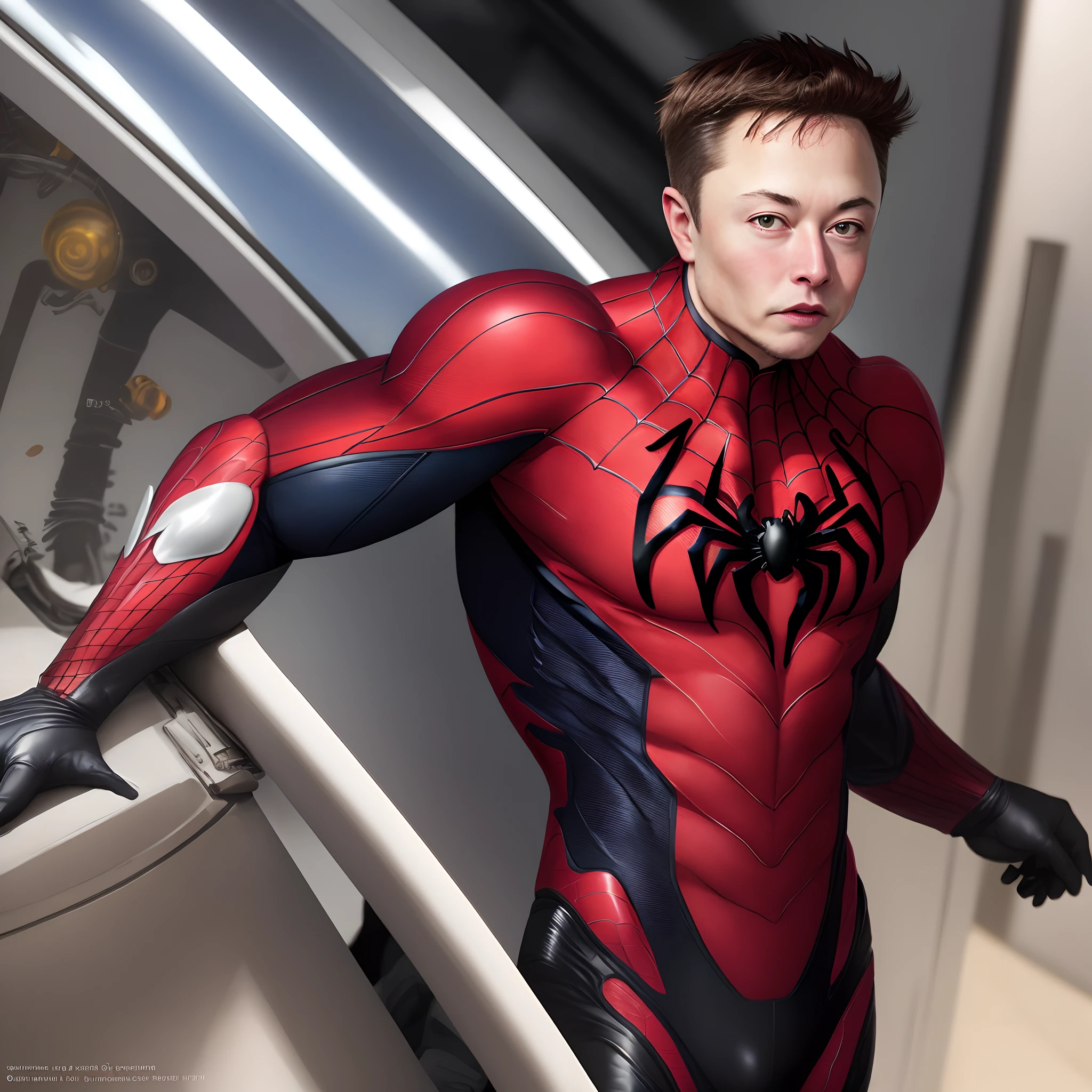 Elon musk com traje do homem aranha