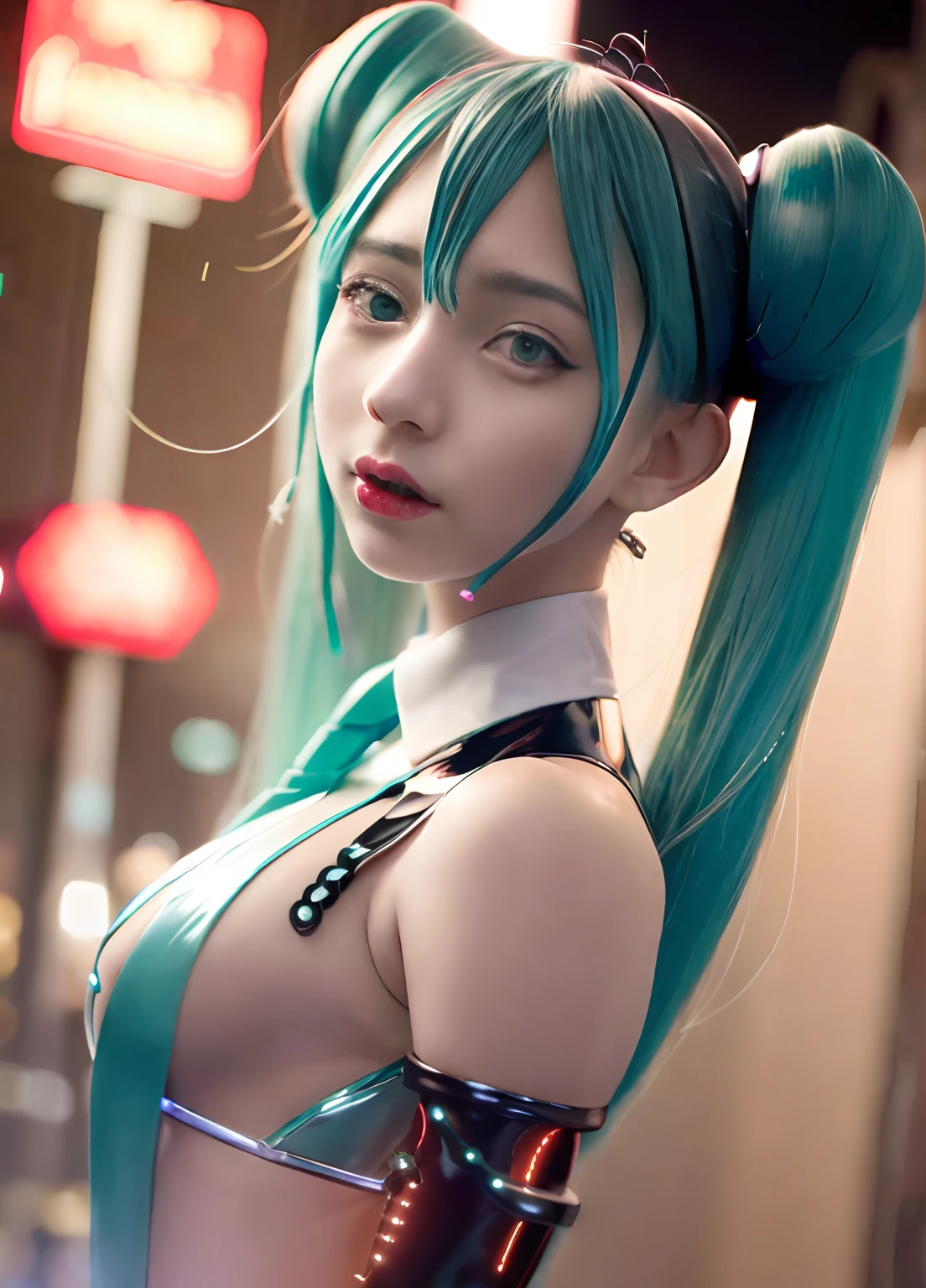 Miku hatsune、Your butt is in front of us、cosplay de sirvienta、Looking back、Bragas de encaje negro、Estilo anime ecchi, Mejor valorado en Pixiv, Hermosa y seductora mujer de anime, topless