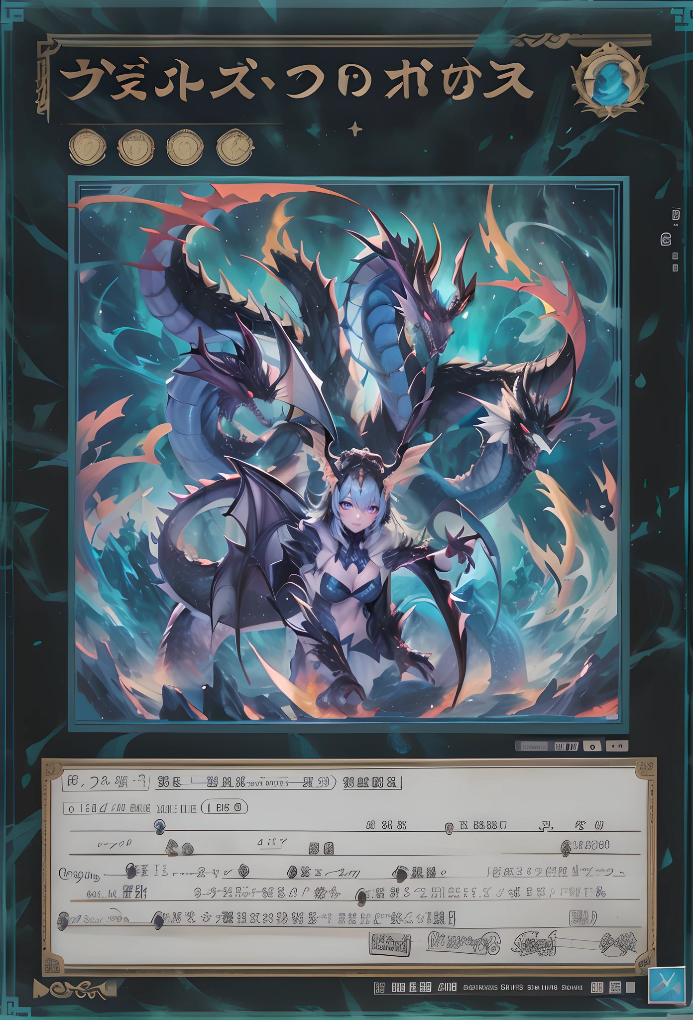 Press the original drawing,Three-headed evil dragon,Blue-black ice,Normal posture