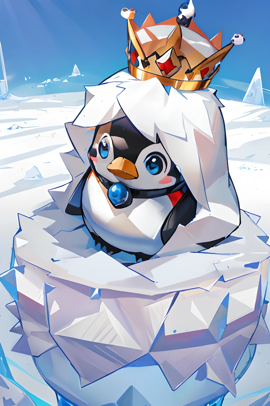 Penguin with crown sitting on an ice pile, mecha anthropomorphic penguin, Anthropomorphic penguins, Penguins 0, from overwatch, penguin, MapleStory, character art of maple story, On the throne of ice, Fat Penguin Unity Asset, fat penguin, master of ice, birb, Soldier Penguin, cushart kenz