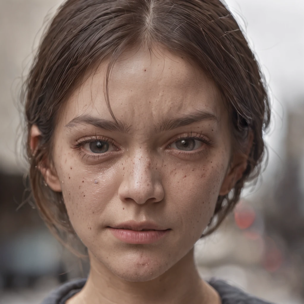 bare face,((Dirty face)),numb expression,neutral colors, ((((hdr)))), ((((muted colors)))), 1girl, a young woman, 30 years old, street smiling, backpack, stains, tattered clothes,ponytails, epic realistic, photo, faded, complex stuff around, intricate background, soaking wet, intricate scene, artstation, intricate details, vignette sharp focus, documentary film footage, high resolution photography, supple skin pores, real person, detailed skin texture, cinematic movie image, upper body shot, detailed skin, 20 megapixel, detailed face skin, movie grain, portrait, epic (photo, studio lighting, hard light, sony a7, 50 mm, matte skin, pores, colors, hyperdetailed, hyperrealistic) ::n_ (nsfw:1.5),hat, grayscale, black and white, poorly Rendered face poorly drawn face poor facial details poorly drawn hands poorly rendered hands low-resolution bad composition mutated body parts blurry image disfigured oversaturated bad anatomy deformed body features fused fingers too many fingers double heads, 3d render, drawing, painting, watermark, footnote, poorly Rendered face poorly drawn face poor facial details poorly drawn hands poorly rendered hands low-resolution bad composition mutated body parts blurry image disfigured oversaturated bad anatomy deformed body features fused fingers too many fingers double heads, cartoon, 3d, painting, drawing, (disfigured)+,(bad art)+, (deformed)+, (poorly drawn)+, (extra limbs)+,(close up)+, strange colors, blurry, boring, sketch, lackluster, face portrait, self-portrait, signature, letters, watermark, grayscale, hat, grayscale, black and white, poorly Rendered face poorly drawn face poor facial details poorly drawn hands poorly rendered hands low-resolution bad composition mutated body parts blurry image disfigured oversaturated bad anatomy deformed body features fused fingers too many fingers double heads, 3d render, drawing, painting, watermark, footnote, poorly Rendered face poorly drawn face poor facial details poorly drawn hands poorly re