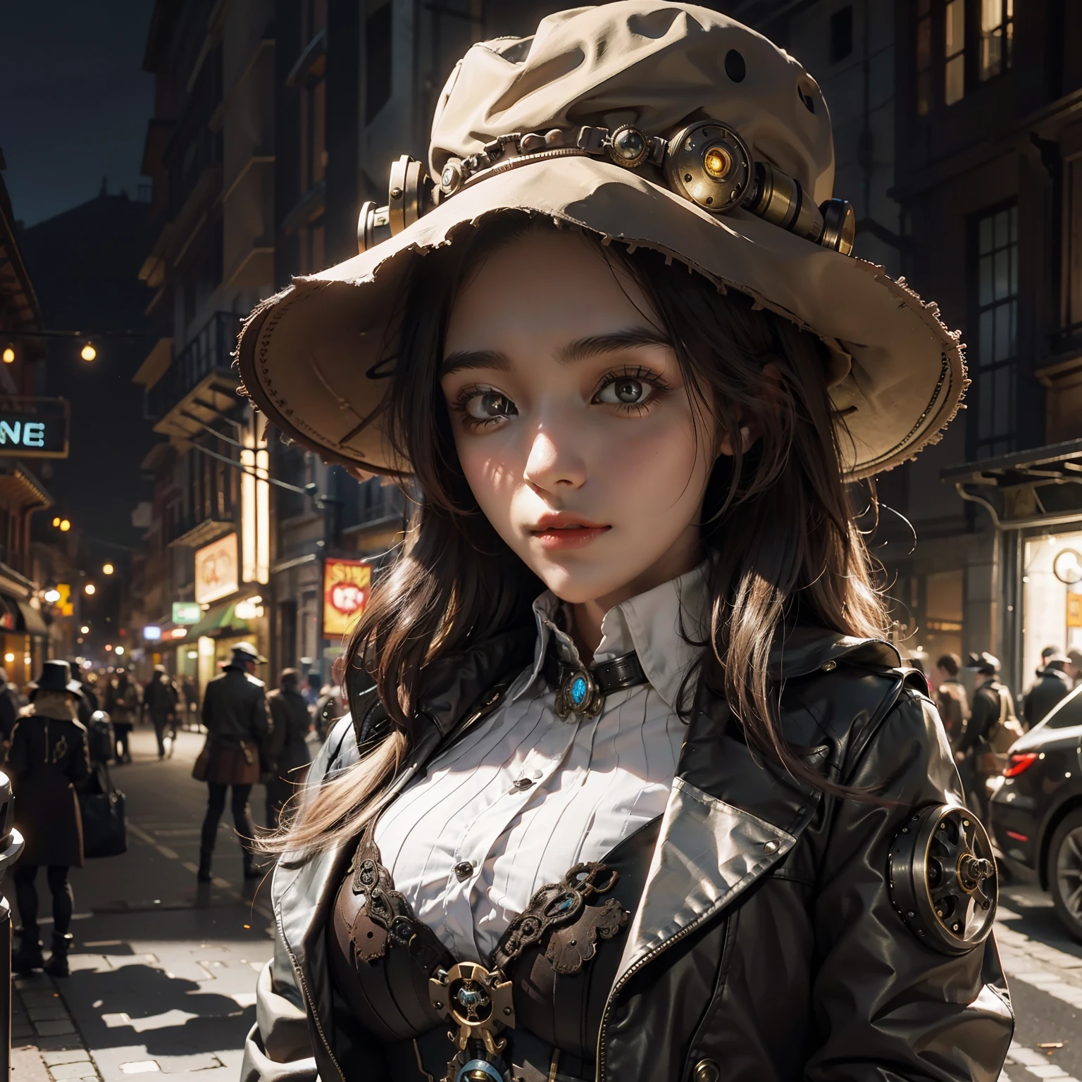 steampunc,Brown hat,adeptus mechanicus,teens girl