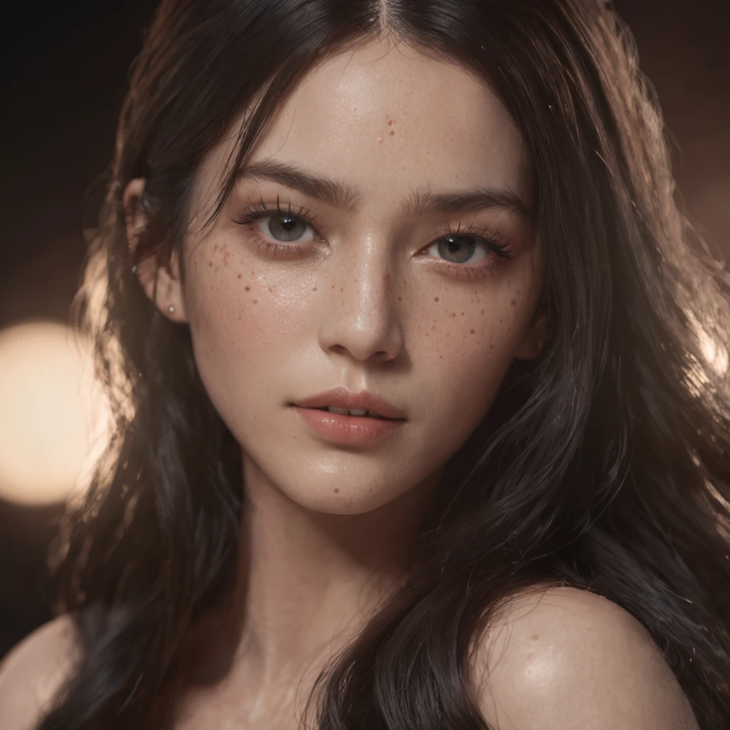 (professional 3d render:1.3) af (Realistic:1.3) most beautiful artwork photo in the world，Featuring soft and shiny femininity, ((Long black silky hair，Harmonious facial features beautiful，The bridge of the nose is high，Deep eyes，A small number of freckles on the face)), Full body 8K unified rendering, action  shot, skin pore, very dark lighting, heavyshading, Detailed, Detailed face, (vibrant, photograph realistic, Realistic, Dramatic, Dark, Sharp focus, 8K), (Old leather garments damaged by weathering:1.4), ((((Wear fur)))), (Intricate:1.4), decadent, (Highly detailed:1.4), Digital painting, rendering by octane, art  stations, concept-art, smooth, Sharp focus, illustration, Art germ, (loish:0.23), wlop ilya kuvshinov, and greg rutkowski and alphonse mucha gracias, (Global illumination, Studio light, volumettic light), heavy rain, particles floating, lotr, fantasy, elf, full bodyesbian, ((Dark and ancient city background:1.3)),CGSesociety,art  stations