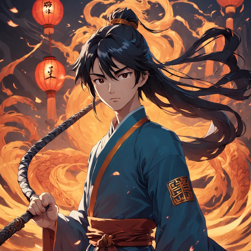 The handsome Wang Ye of ancient China held a whip