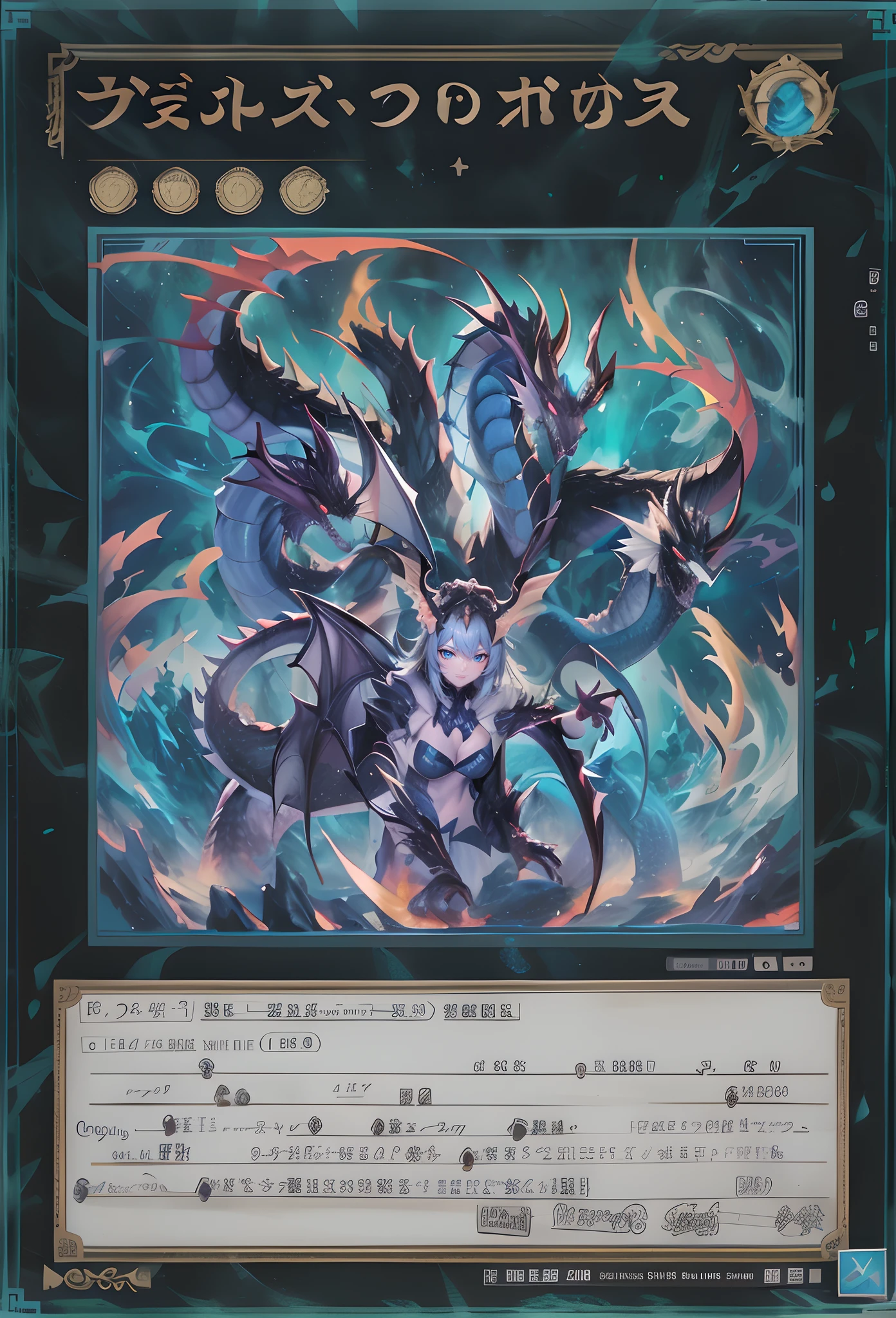 Press the original drawing,Three-headed evil dragon,Blue-black ice,Normal posture