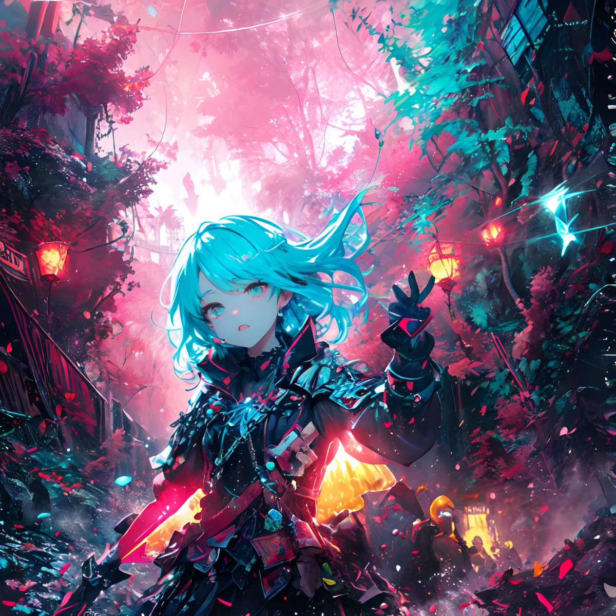 (masterpiece、top-quality、top-quality、Official art、lightly detailed、Beautifully Aesthetic:1.2)、(1girl in)、(Fractal Art:1.3)、very short hairstyle、silver hair color colorful、large yellow cristal eyes, close up SHOT, face shot, looking to the viewers, determined face, meaningful expression, wearing casual attire、animee, gorgeous colorful light detail、Intuitive、sharp、Precise focus、insta photo、photo of the year、cinema4d、Dramatic、