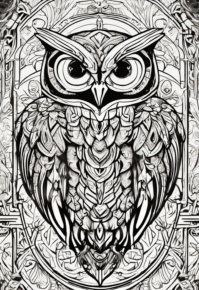 Illustration of an owl for black and white tattoo with strong lines and an appearance similar to Maori foclore and its tattoos. o desenho deve conter uma coruja, involved in Māori traits and characteristics, , Make sure there is no noise and that the lines are thick and sharp like contour art, (((pose interagindo e se apoiando [em uma objeto|em algo no ambiente]))), Change the aspect ratio to 2:3 e foco em um quadro vertical da imagem."((full body):1.5). 16k, UHD, best possible quality, ((best possible detail):1), best possible resolution, Unreal Engine 5, professional photography, ((Batman)), perfect_hands, (perfeito:1.2)