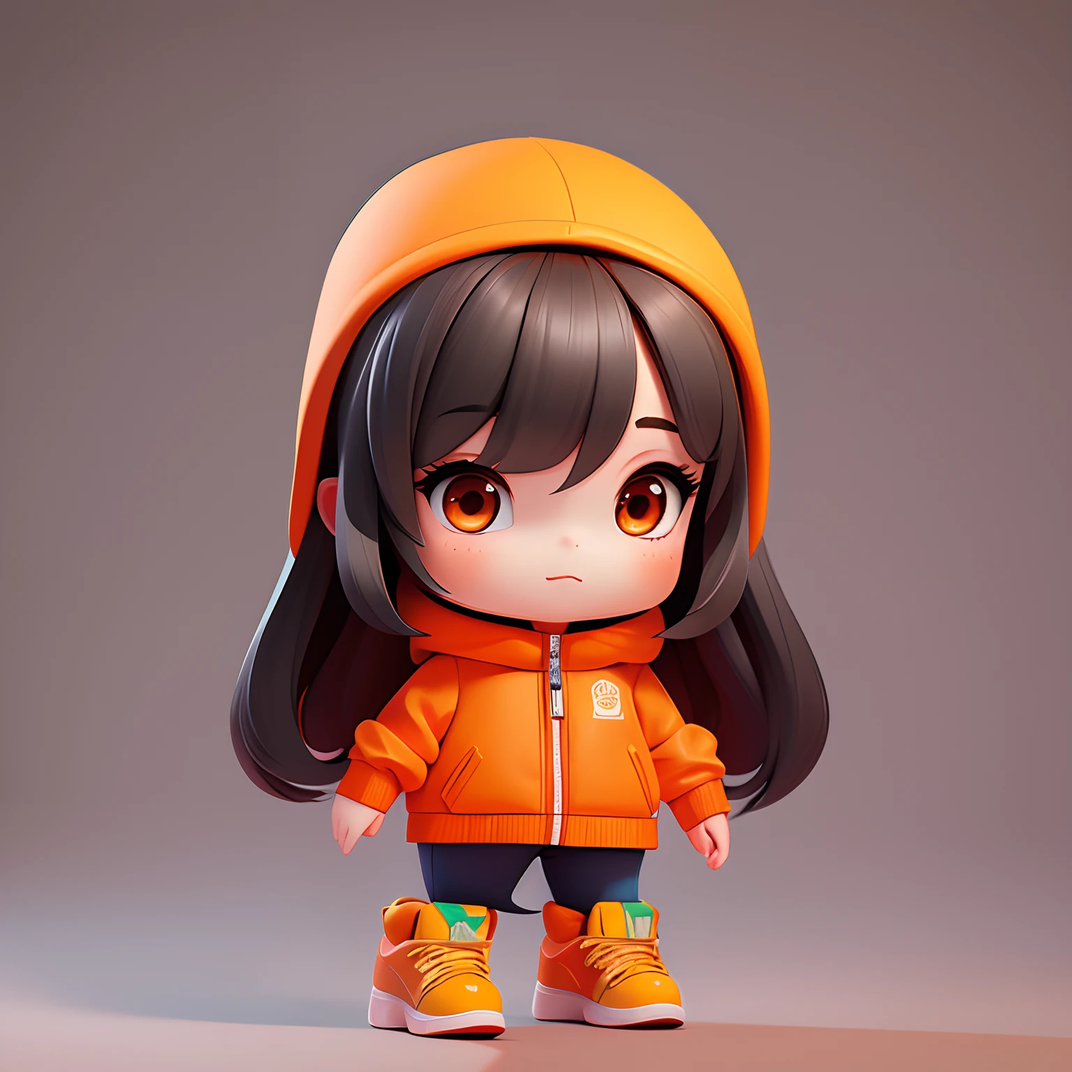 (masterpiece,bestquality:1.5), 3D character, 1 girl, chibi, Umaru-chan, Orange Clothing, (Full body:1.2), Transparent Background,