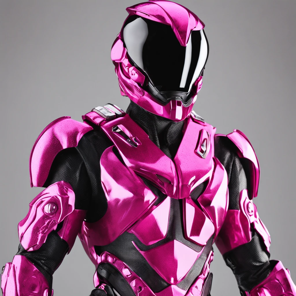 Portrait of futuristic pink Power Ranger from space, fashion, editorial, fotografia editorial, capa de revista, 4k, boneca, intricate details, black studio background, fundo preto, black background ::n_ low quality, full body, face, signature, mark, watermark, text, deformed, deformed eyes, deformed helmet, fundo rosa, pink background