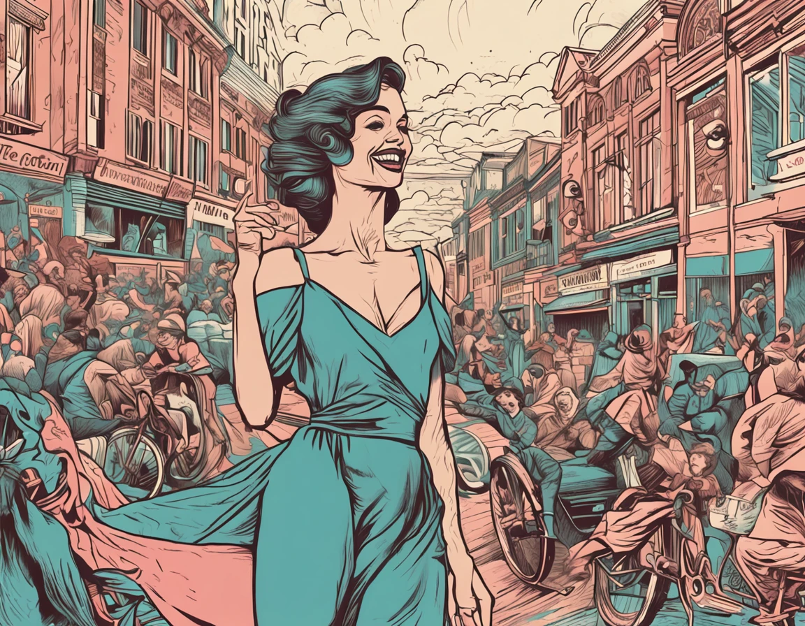 a poster of classic elegant lady smiling infront of camera in 1900, masterpiece, good hand, vivid, ultra realistic details, arcane art style, inspired by NEVERCREW, hypervivid intense mcbess, inspired by Tim Biskup, digital illustration, by Justin Gerard, pastel colors, light particle, best quality, vibrant