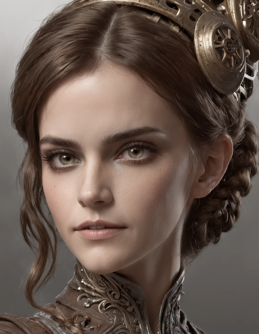 Emma Watson como bela mulher steampunk impressionante, ((corpo inteiro)), olhos ultra-detalhados, corpo ultra-detalhado, Nice perfect face with smooth skinice perfect face, corpo feminino deslumbrante, ((ultra-detailed hands)), obra-prima conceito de arte de fantasia, trending in artstation, hiper-detalhado, Arte Digital, Motor irreal, 32k, Ultra HD |, Imagem centralizada, arte de Luis Royo e artgerm e greg rutkowski e Alphonse Much