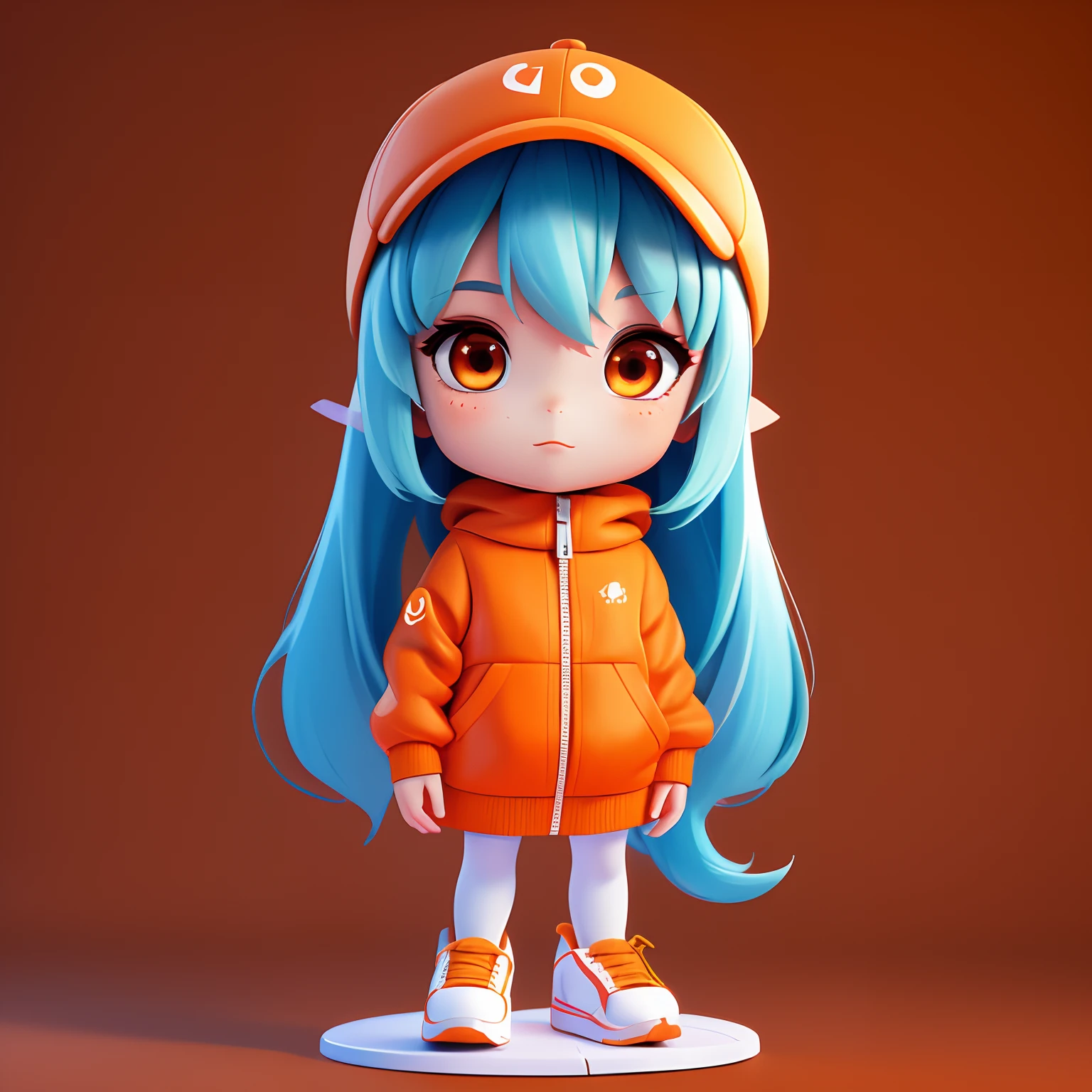 (masterpiece,bestquality:1.5), 3D character, 1 girl, chibi, Umaru-chan, Orange Clothing, (Full body:1.2), Transparent Background,