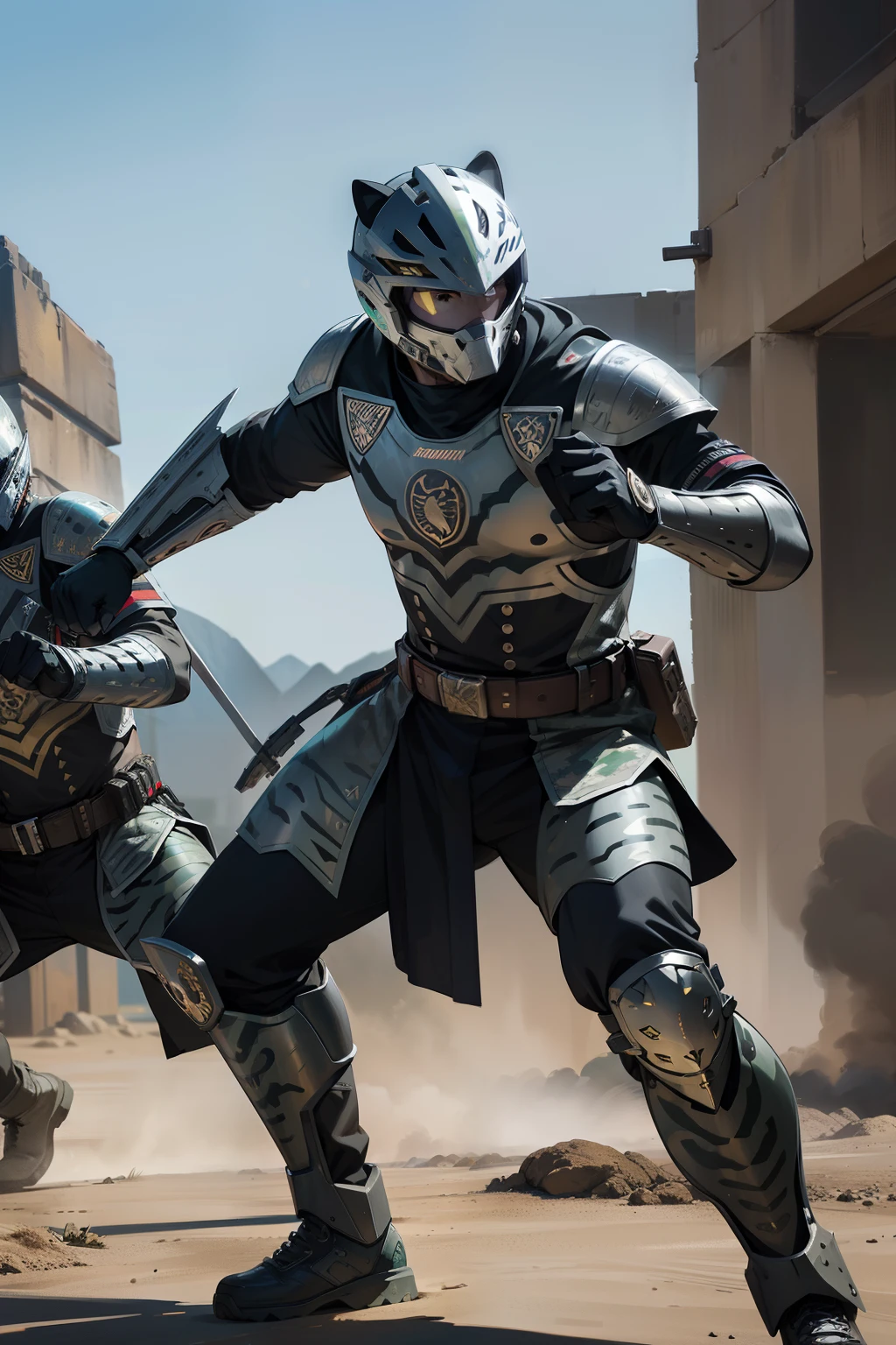 Envision the Aztec Jaguar Knights in the 21st century, adapting their legacy of agility and dexterity to the modern setting. They wear advanced camouflage suits that change their appearance to blend in with their surroundings. Their helmets, designed like jaguar heads, include augmented reality visors and motion sensors for enhanced situational awareness. Wearing reinforced gloves and boots, along with high-tech combat knives and blades, the Jaguar Knights combine tradition and technology to be a formidable force on the battlefield.