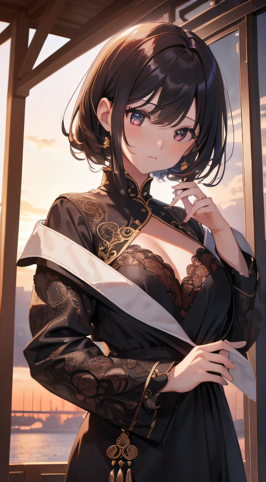 (intricate detailes:1.2),(tmasterpiece, :1.3) ,(top-quality:1.4), (超A high resolution:1.5), 8K分辨率、the setting sun