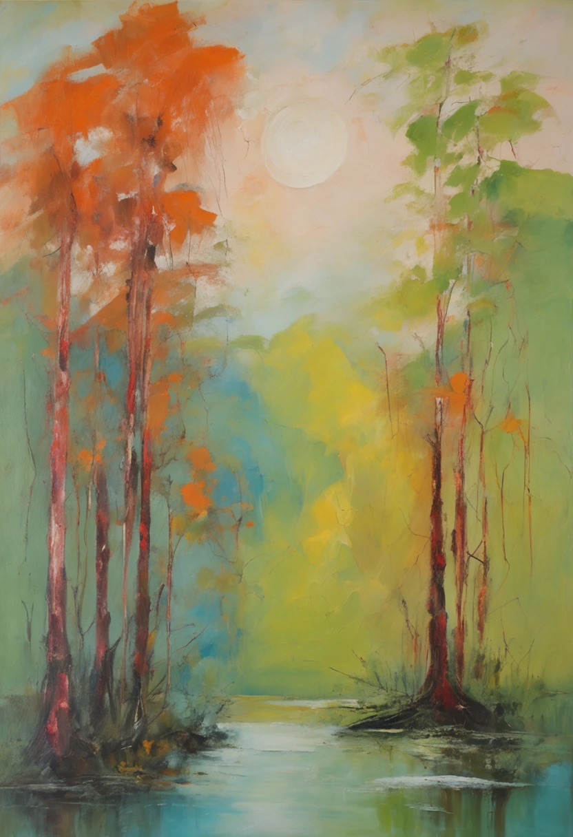 Heian Moon, Renaissance painting style, Modern scene, great outdoors, oil painting,
