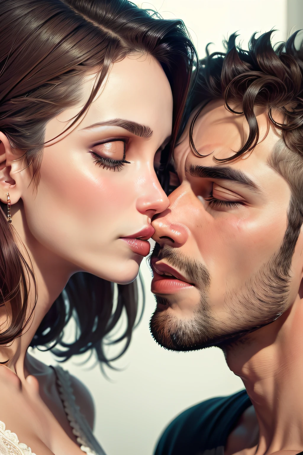 marido beijando os peitos da esposa, NSFW