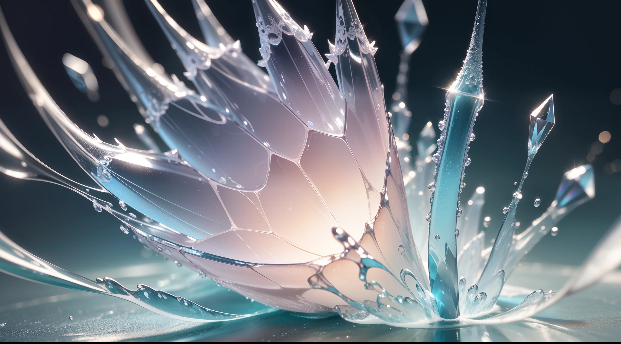 Water crystals that capture the beauty and complexity of nature、Ultra-Realism、Ultra-realistic、Ultra-fine details、Super delicate pattern、Photorealism Based Ultra Detail Widget 1.3, Ultra-detailed depiction、Ultra-clear and ultra-realistic like a photo、Cinematic shots with HDR effect、Vignette and center screen、Generate in automatic mode