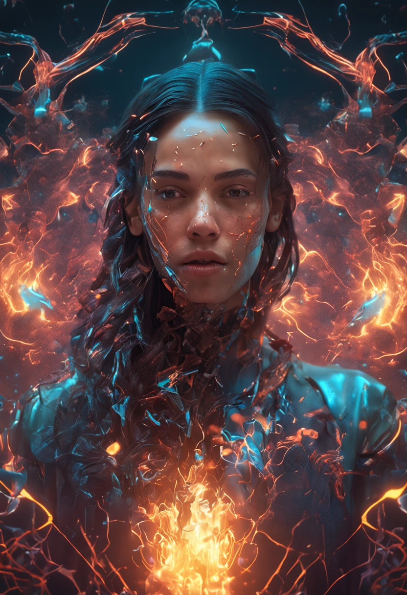 ModelShoot style, (Extremely detailed Cg Unity 8K wallpaper), A chaotic storm of intricate liquid smoke in the head, Stylized beautiful full-length abstract portrait, wetted skin, author:Petros Afshar, ross tran, tom whalen, Peter Mohrbacher, Art germ, Broken glass, ((bubbly underwater scenery)) Radiant light octane rendering is highly detailed