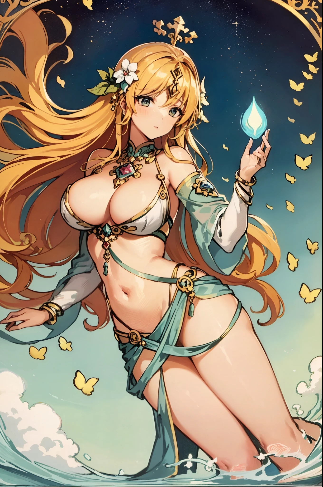 tarot card, goddess, woman, sexy, floating, floating hair, beautiful