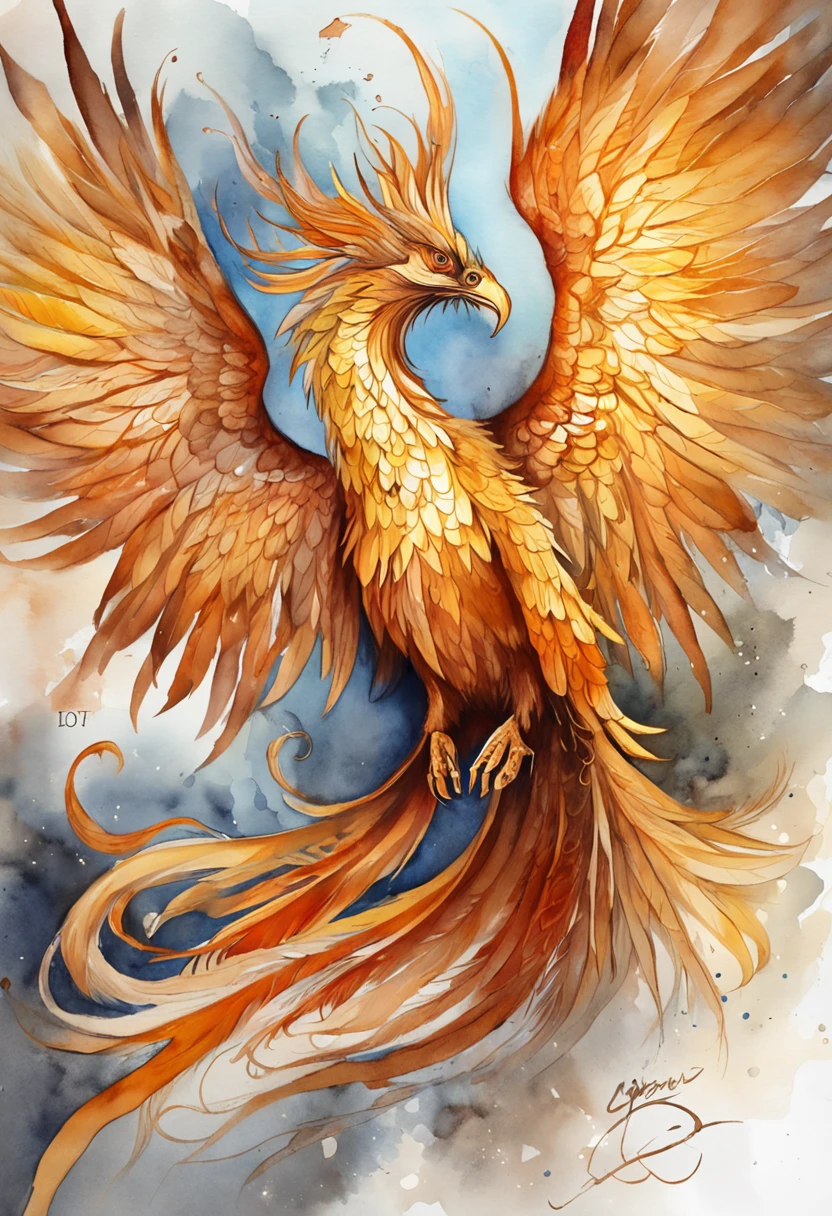 （Divine bird），（The phoenix in Chinese mythology），（The fire light outlined the body of the phoenix)，The phoenix flaps its wings，(Shining with golden light)，Solo,nigth,Multiple silhouettes，First-person elevation angle，super detailing，best qualtiy，tmasterpiece，（8K)，Extremely detailed，Epic artwork