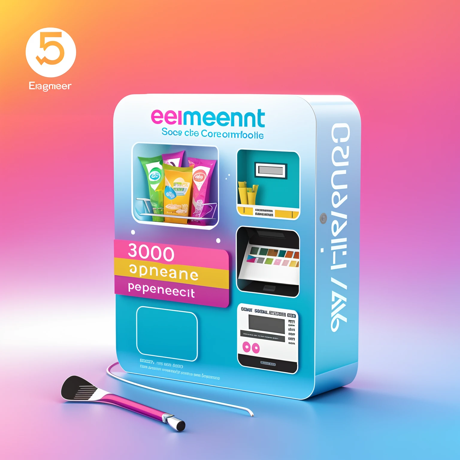 Close-up of pregnancy test stick with display,For example,Elements of a pregnancy test,vending machines,sci-fi vending machine,3D product render,Some are more specific, Descriptive scenarios may appear on the computer,por exemplo, Someone went to the vending machine and bought a pregnancy test stick and went back,or describe the purchase,Some combinations of foil scene elements, Product rendering,Stylistic references attract attention,applied,Represents health,Safety,Elements with a strong visual sense,There are reasonable ones on the fuselage, For example, Someone goes,Buy contact lenses, etc,The overall color is mainly blue and pink,Color distribution is 50 each%,Wish there were more elements,A little diversified,Fewer colors,No portraits