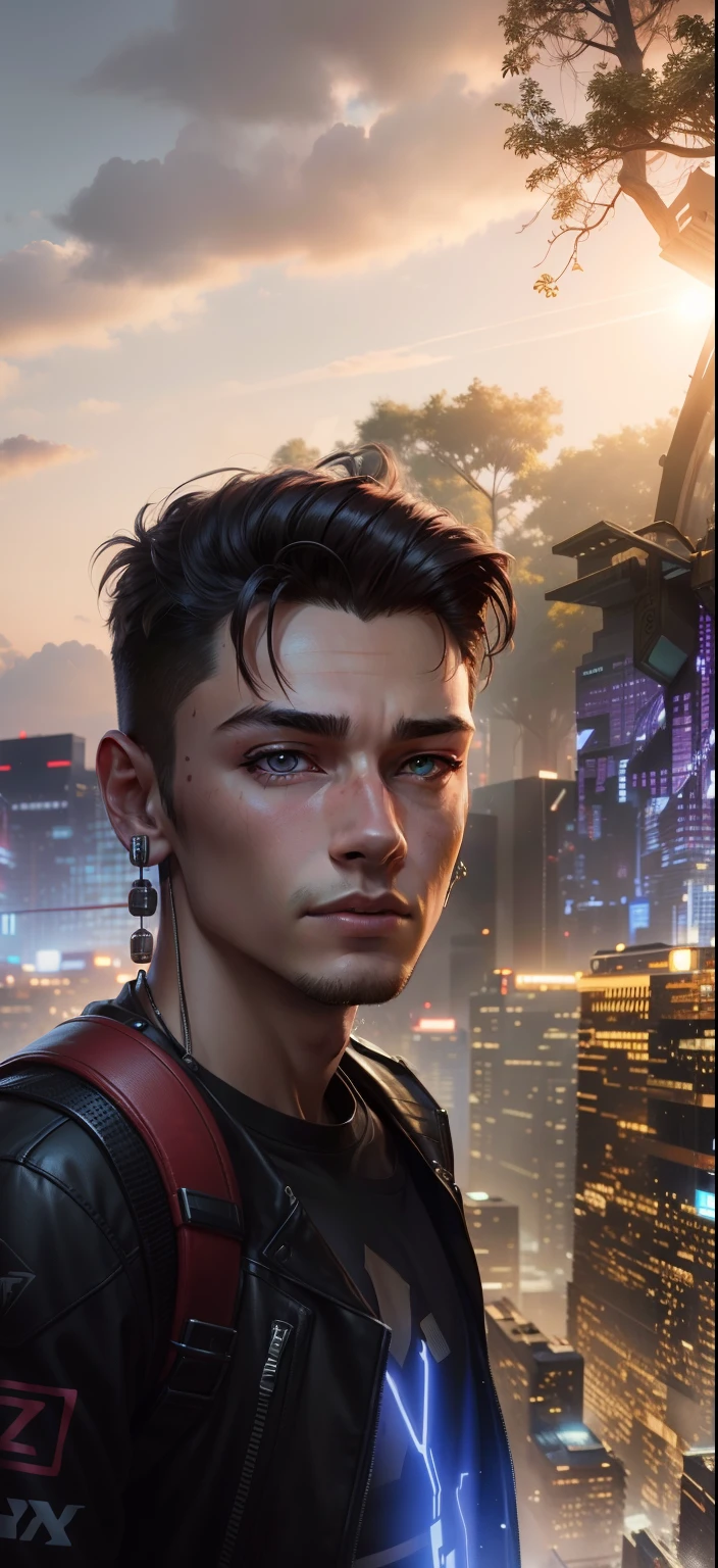 change baground cyberpunk handsome 17 years old boy realistic face.8k