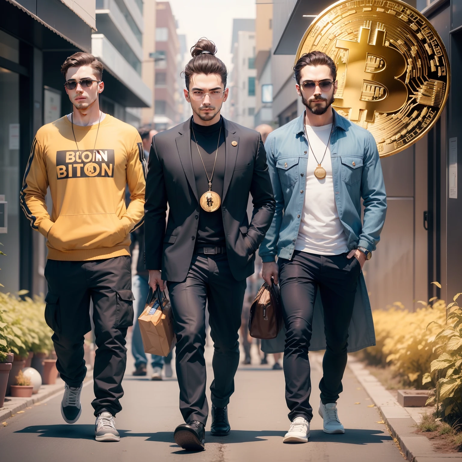 Men with Bitcoin Coin Head