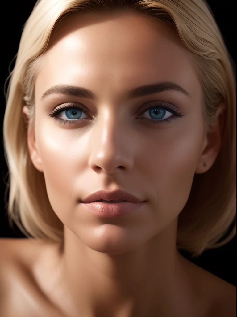 A photorealistic portrait of a beautiful, lightly tanned American woman with light makeup, Extremely detailed light blue eyes, Femme sexy, Realistic symmetrical face detailed, full lips, Extremely detailed natural texture, Fishing down, longs cheveux blonds venteux, Masterpiece, absurdes, award-winning photo by Francesco Scavullo, Photographie de pellicule Nikon D850, Kodak Portra 400 F1 Camera.6 lentilles, Extremely detailed, Amazing, fine detail, couleurs riches, Hyper realistic texture, dramatic lighting, unrealengine, Tendances sur ArtStation, cinestill 800 tungsten, Regarder le spectateur, photo realist, Photo brute, TanvirTamim, High quality, high resolucion, mise au point nette, Extremely detailed, lighting cinematic, 8K UHD