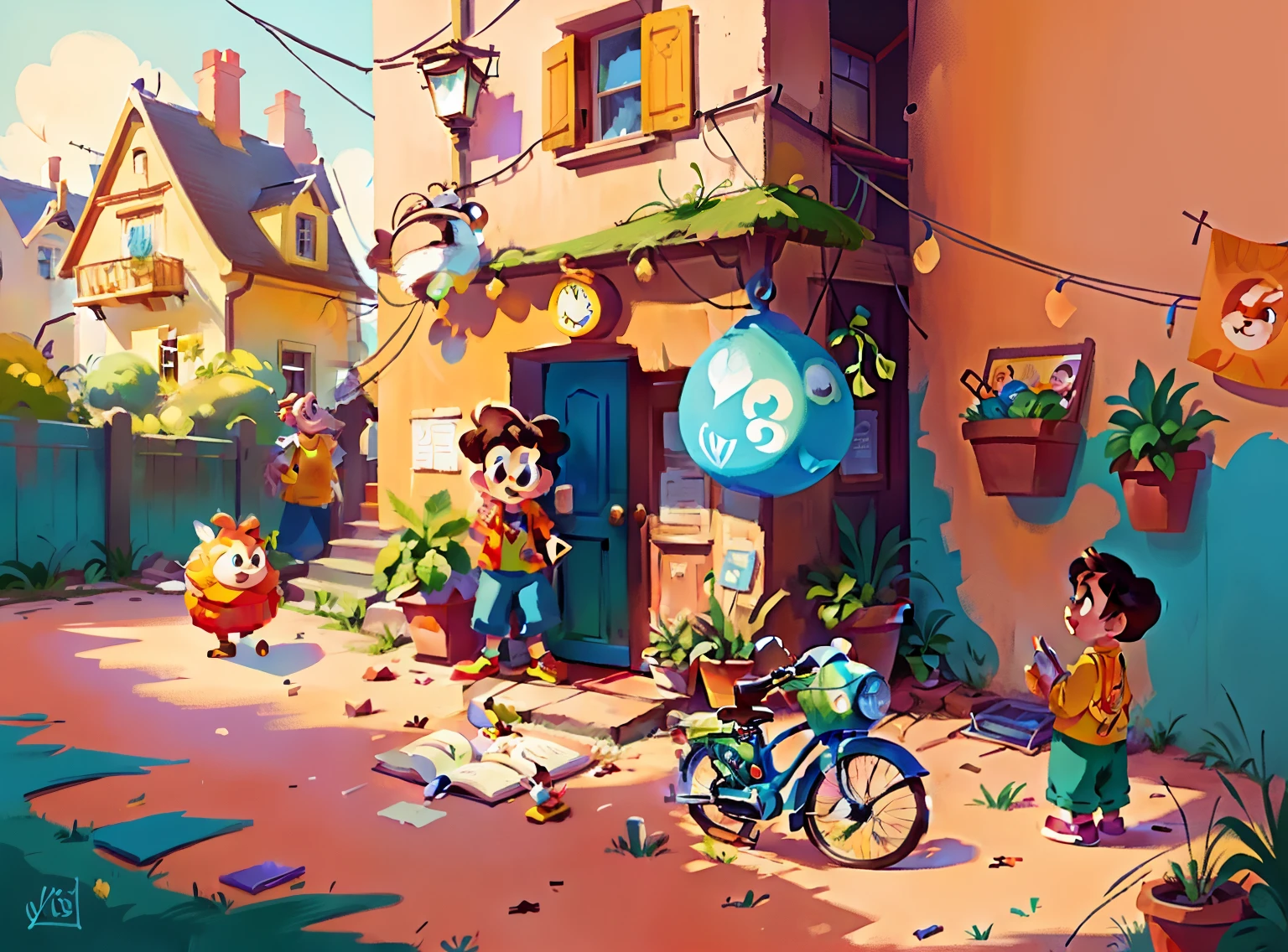 Disney style bright color children's illustration