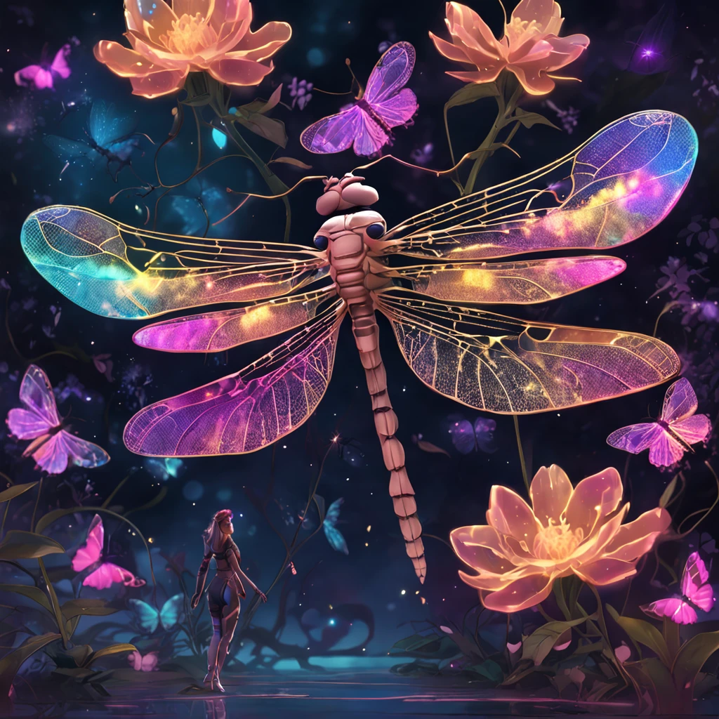 there is a dragonfly with a lot of butterflies on it, luminescence,highly detailed, beautiful digital artwork, iridescent wings, 🌺 cgsociety, detailed fanart, ✨🕌🌙, mystical insects, exquisite digital illustration, that looks like a dragonfly, beautiful digital illustration, ethereal wings, jen bartel, official artwork, astral fairy, dragonfly