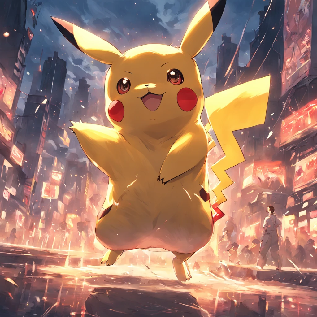 Pikachu,Lovely run,Current surrounds,Body stretching,Brightens skin,3d effect,The proportions are normal,8K high quality。
