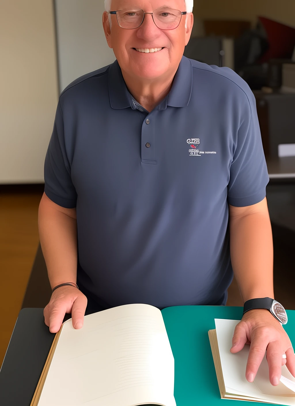 65-year-old English teacher, calvo e gordo.