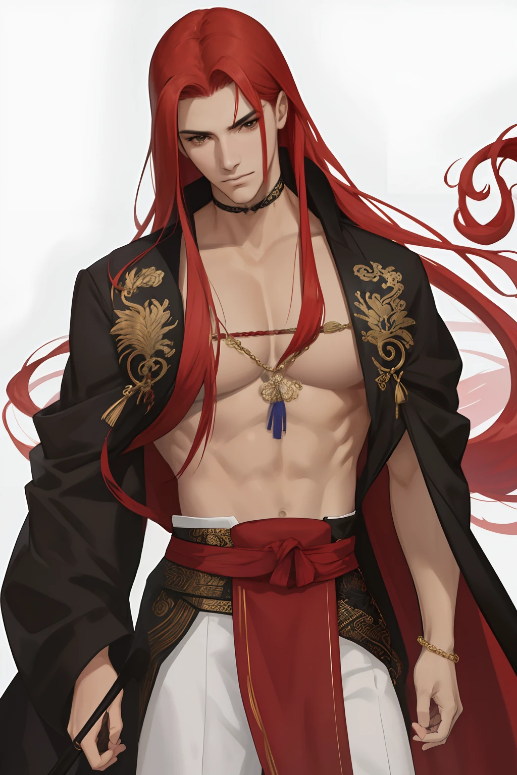 NSFW, obra-prima, melhor qualidade, ultra-detalhado, semi-realista, detailedfacialfeatures, 2mulher,usando roupa toda vermelha sensual antiga wuxia,cabelos compridos vermelhos,olhos escuros,roupa feminina de batalha,estilo dama da serpente,sexy,seios grandes,olhar malicioso e sedutor,Mulher muito bonita,He is standing holding in his left hand a whip and in his right hand a thin one, espada ancestral afiada,Villain