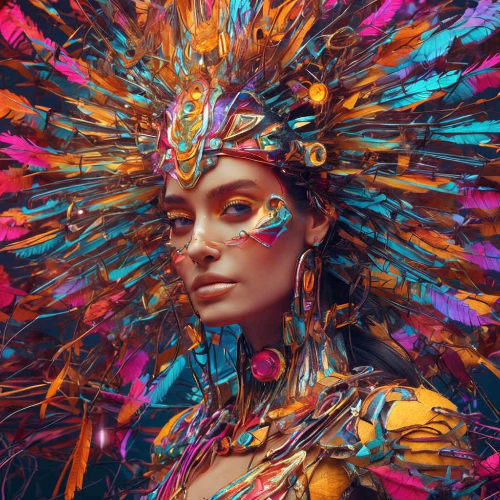 brightly colored woman with feathers on head in dark room, wind egyptian god, epic 3 d yemaya, storm egyptian god, dmt goddess, psytrance, egyptian god, 3 d goddess portrait, beautiful avatar pictures, airbrush digital art, digital painting of quetzalcoatl, egyptian, the egyptian god, psychedelic goddess, nefertiti, dmt god, pharaoh