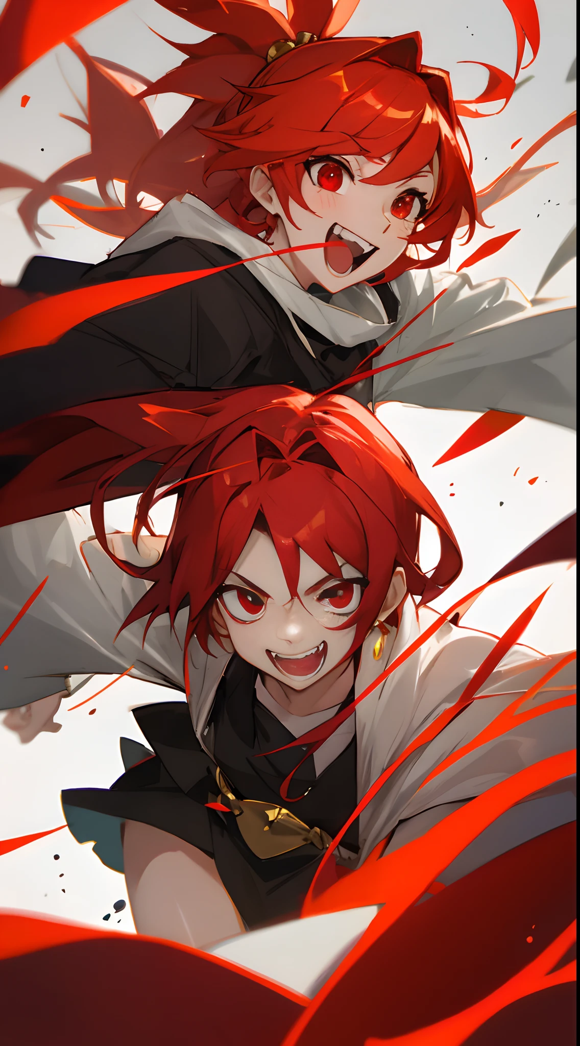 quadratic element,Redheads, red eyes,Opens mouth and laughs,Kizi