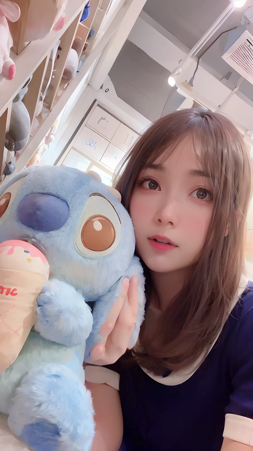 Arakfi with blue stuffed toys in the store, dilraba dilmurat, ulzzangs, sakimichan, tzuyu from twice, Ruan cute vtuber, taken with sony alpha 9, cutecore, taken with canon 8 0 d, plushie photography, with blue skin, taken with canon eos 5 d mark iv