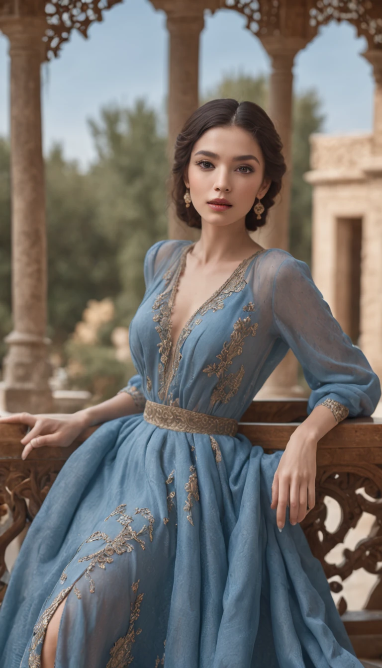 hyper realistic, beautiful, goddess Romanian woman, in a beautiful dress