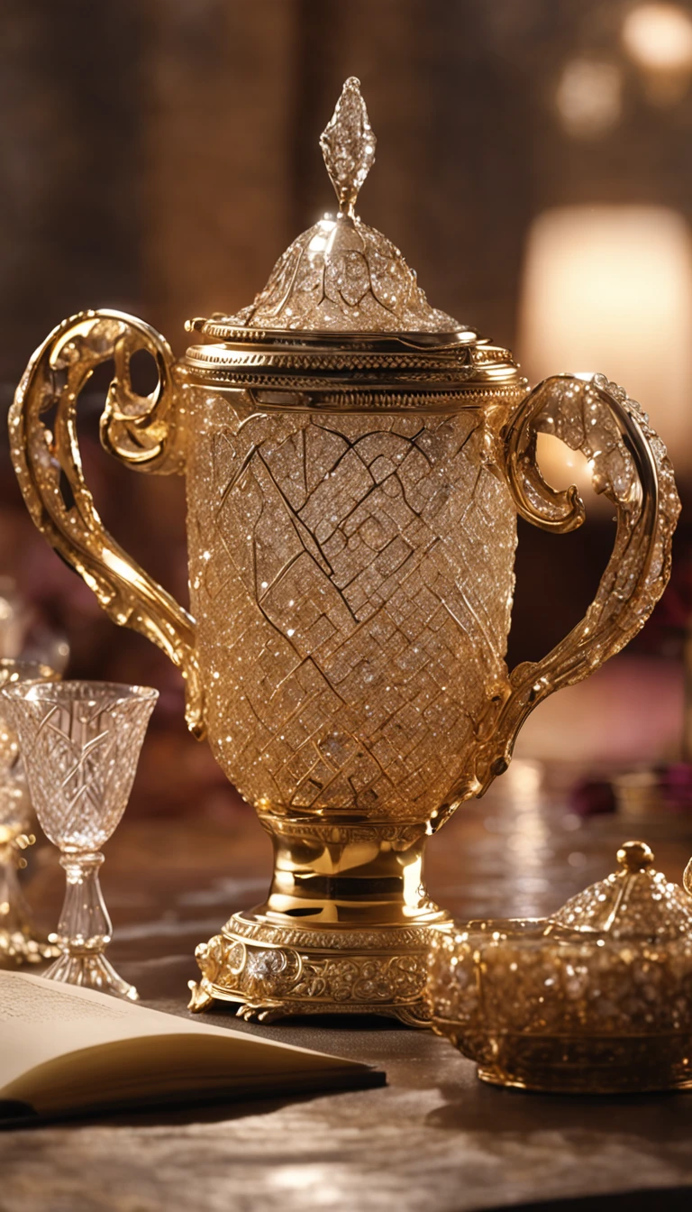 Luxurious diamond-set gilt night jug, The night exudes a mysterious and enchanting light。